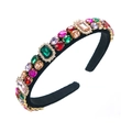 Barokke zwarte fluwelen haarband met kleurrijke kristallen en strass in vintage-stijl - Kleurrijk