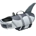 Shark fin dog life jacket in grey and dark grey with adjustable buckles and top safety handle - Grey Shark