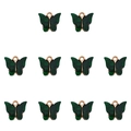 Set of 10 green acrylic butterfly pendants with gold metal edges for DIY jewelry - Green
