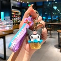 Χαριτωμένο μπρελόκ Kuromi με βάση cupcake και πολύχρωμο λουράκι σιλικόνης για τσάντα - B469-1 Μαύρο Κουλόμπ / Μεγάλο