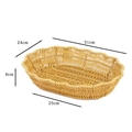 Light yellow woven imitation rattan fruit basket with wavy rim, 31x24x6cm oval snack bowl - Oval Scalloped Yellow Large