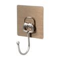 Selbstklebender Wandhaken mit gebürsteter champagner-goldener Basis und silbernem Metallhaken - [7*7] Großer Gebürsteter Haken