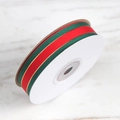 Christmas striped ribbon roll with red and green fabric and golden metallic edges - 2cm Wide [Thickened & High Density] 20 Yards Long
