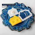 Juego de moldes para galletas con forma de casa y sello para repostería navideña DIY - Casa