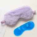 Purple faux rabbit fur sleep mask with a cooling blue gel insert for cold therapy - Hot/Cold Gel Pack Style / Violet