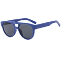 Modische dunkelblaue Pilotenbrille mit Doppelsteg und dunkelgrauen Gläsern für Herren - Blau