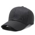 Dark gray minimalist flat top baseball cap with fashion metal shield logo detail - Baseball Grey