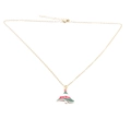Golden necklace featuring a green and red enamel Christmas tree pendant for holidays - Christmas Tree B