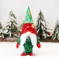 Christmas gnome plush toy with green sequins, festive pattern hat and long white beard - Female Style (D-BJ89)