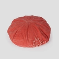 Retro washed brick red pumpkin beret with raw edge floral applique and stitched panels - M(56-58cm) / Orange Red