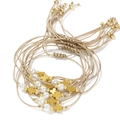 Adjustable champagne braided bracelet with gold cross, white pearls, and sliding clasp charm - Cross Pearl 10-Piece Set