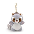 Cute plush raccoon keychain pendant with soft grey and brown fur on a white background - Lele Red Panda Grey