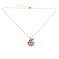 Detail of Halloween necklace with gold chain and orange pumpkin ghost pendant - Pumpkin Ghost Necklace