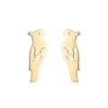 Minimalist gold bird silhouette stud earrings crafted in polished stainless steel finish - Gold