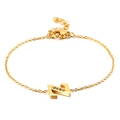 Elegant gold chain bracelet featuring a letter N pendant inlaid with sparkling crystals - Letter Z Style (KB117728-KLB)