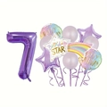 Set decorazione 7 compleanno con palloncino numero viola e stelle happy birthday - Numero 7 Set