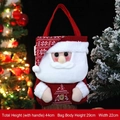 Christmas burlap gift bag with 3D Santa Claus figure, 29cm height candy sack - Red White Knitted Hooded Handbag Santa