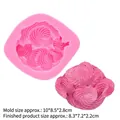 Pink silicone mold for rose-shaped candles with detailed spiral pattern and finished product - 4# Cream / Pink