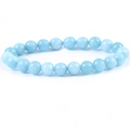 8mm sky blue natural stone beaded bracelet featuring polished translucent round beads - 8mm / Aquamarine