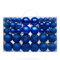 Christmas tree ornament set with 100 blue matte glitter and hollow spheres in a box - 100pcs Pack / Sapphire Blue