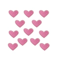Macro shot of 10 pink embroidered heart patches with detailed stitching on white background - Pink Heart Embroidery Combination