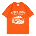 Orange cotton crewneck T-shirt with white Alligator Alcatraz vintage graphic print - Orange