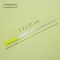 Reusable 1.2x21cm Tritan straw set in fluorescent yellow with matching cleaning brush - 1.2x21cm / Neon Yellow