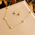 Minimalist evil eye jewelry set with gold necklace and matching stud earrings for women - Necklace Earrings Set (N2807)