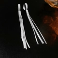 Silver geometric tassel earrings with micro-inlaid rhinestones and snake chains - Silver Zircon Ear Buckle Tassel (13#)