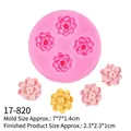 Stampo in silicone rosa con quattro fori a forma di fiore per decorazioni torte e fai-da-te - 1# Fiore a 4 Cavità / Rosa