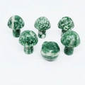 Miniature mushroom-shaped green agate crystal ornaments for home decor and landscapes - Green Dot Stone