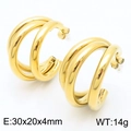 Minimalistische vergoldete C-förmige Dreifach-Creolen aus poliertem Edelstahl-Finish - Dreilagiger C-Form Stil (Gold KE114136-KFC)