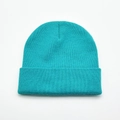 Winter double-layer knitted beanie hat in teal featuring a classic cuffed design - Teal