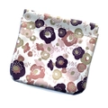 Mini floral faux leather makeup pouch with automatic squeeze closure in purple and pink - Petal