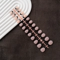 Detailed view of 24pcs nude press-on nails with black French tips on a wave display - French Black Tip Oval Matte (DMC-02MS)