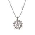 Titanium steel rotating snowflake necklace with sparkling crystals on box chain - Box Chain / Silver Rhinestone Snowflake Box Chain