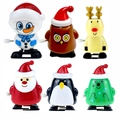 Wind-up Christmas toy set with Santa, reindeer, penguin and tree figures - Christmas Wind Up 6pcs Set F