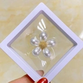 Elegant white pearl flower brooch in a stylish white floating display gift box - Petal Pearl Style (XZ103)