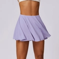 High-waisted lavender tennis skirt in quick-dry fabric for yoga and fitness training - S / Lavender