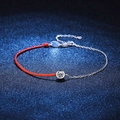 S925 Sterling Silber Moissanit Armband mit rotem Glücksseil und Platinbeschichtung - 925er Silber / 30 Punkte Moissanit + Zertifikat