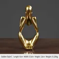Golden Style C abstract resin thinker sculpture measuring 6x5.5x13cm for home decor - Gold Thinking