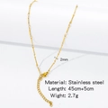 2mm golden stainless steel O-chain necklace, 45cm plus 5cm length with vacuum 18k plating - HC0053G-Patterned Handmade Bar Chain