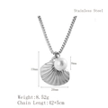 Silberne Edelstahl Muschelkette mit 8mm weißer Perle und stabiler Boxkette - Silberne Halskette
