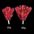 Red metallic cheerleading pom-poms with white handles in 20g and 40g weight options - Straight Stem 40g Large Red (medium Density Suitable For Junior High School Students And Adults).