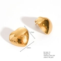 Polished 18K gold plated heart stud earrings in stainless steel, size 23mm x 17mm - E664-19(Minimalist Heart)