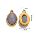 Macro view showing 19mm gold oval stone pendant dimensions and hole size for DIY jewelry - Large-Grey