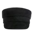 Classic black leather-look captain hat with studded rhinestones for festive parties - Adjustable / Suede Black