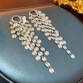 Silver multi-layered round sequin tassel earrings with long fringe and hook design - Silver Sequin Tassel (19# Earring Clasp)