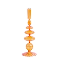 Amber glass candle holder with unique stacked sphere design on a white background - Amber Stacked Sphere Disc (D2)