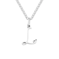 Polished silver stainless steel letter L pendant necklace with heart detail - Letter L (L-Silver) / Steel Color